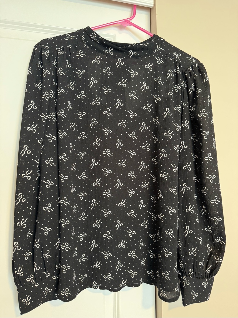 LOFT Blouse With Bows & Polka Dot Print
